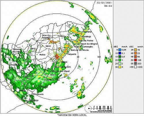 Radar meteorológico da Secretaria Nacional de Defesa Civil prevê chuva forte em vários estados do país