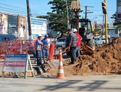 O trânsito no local está lento