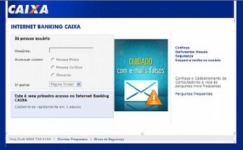 A página do Internet Banking está fora do ar