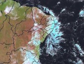 A imagem do Satélite METEOSAT-9, mostra muita nebulosidade próxima à costa leste do Nordeste do Brasil.