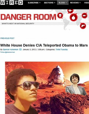 Revista ironizou teoria conspiratória representando Barack Obama e a diretora de um órgão de Defesa americana em Marte