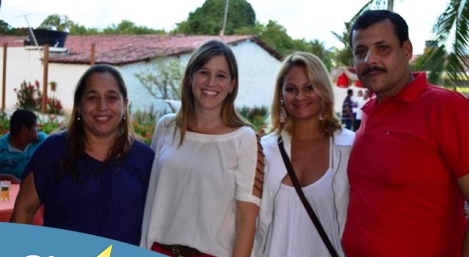 Márcia Andrade, Taciane Ferro, Shirley e Celinho Vasconcelos, na festa da pré-candidata do PTB