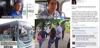 Passageiro postou fotos do trocador e do motorista em uma rede social.