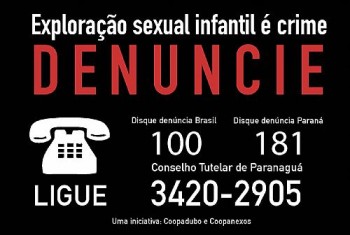 Exploração Sexual Infantil é crime, denuncie!