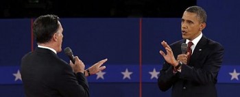 O republicano Mitt Romney e o democrata Barack Obama discutem no debate de terça-feira (16). Os candidatos ainda devem se enfrentar na segunda (21)