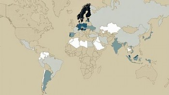 Índice de proficiência em inglês (EPI 2012) em 60 países: quanto mais escura a cor, mais fluente é a população ao falar inglês