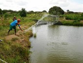 Sertanejos de Água Branca pescam nos barreiros às margens do Canal do Sertão