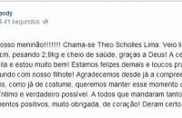 andy anuncia nascimento do filho no Facebook