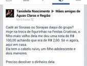 Postagem da bancária Tanisleila Nascimento em rede social, quando procurava pela dona do dinheiro