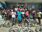 Atletas da equipe durantes treinamento para o Desafio Internacional de Ciclismo