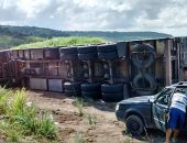 Veículo tomba e carga de bebidas alcoólicas é saqueada em rodovia