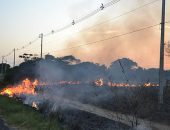 O fogo - que é comum nessa época do ano - estava próximo à rodovia e a fiação de alta tensão.