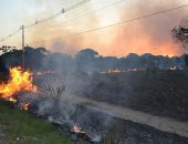 O fogo - que é comum nessa época do ano - estava próximo à rodovia e a fiação de alta tensão.