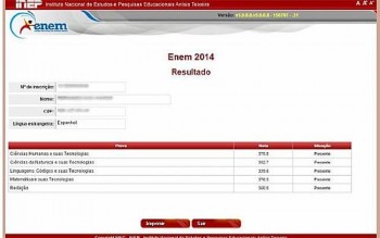 andidato deve inserir CPF e senha e ver as notas nas provas do Enem