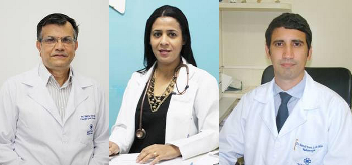 Cirurgião do aparelho digestivo Robério Melo, oncologista Eliana David e o radioterapeuta Marcel Davi: alerta
