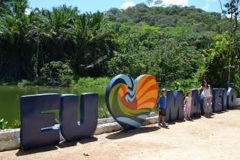 Totem Eu Amo Maceió no Parque Municipal.