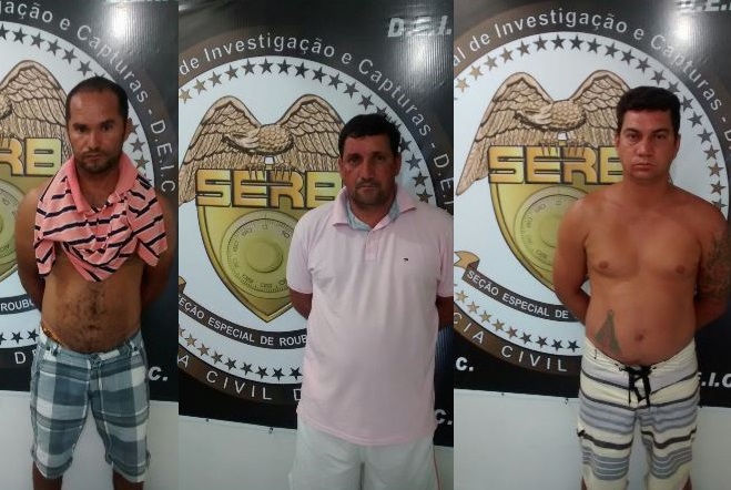 Alexsandro Francisco da Silva, João Francisco Filho e Tyago Francisco da Silva são apontados pela polícia como autores de roubo a bancos