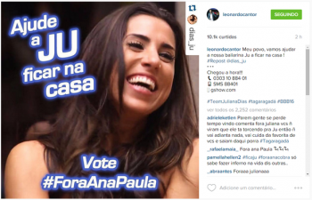 Leonardo atende a pedido de Juliana e faz campanha para bailarina continuar no 