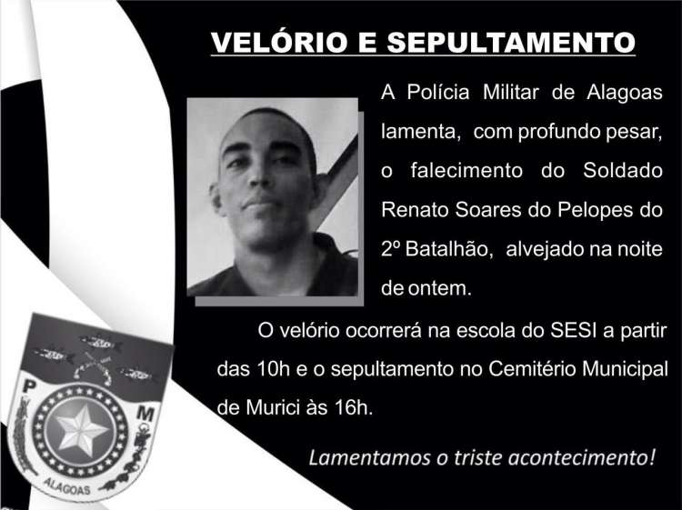 Soldado Renato será sepultado e enterrado e Murici