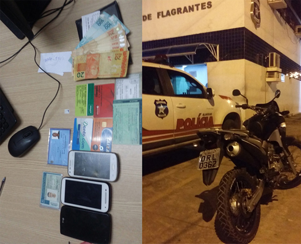 Moto, celulares, documentos e dinheiro apreendidos