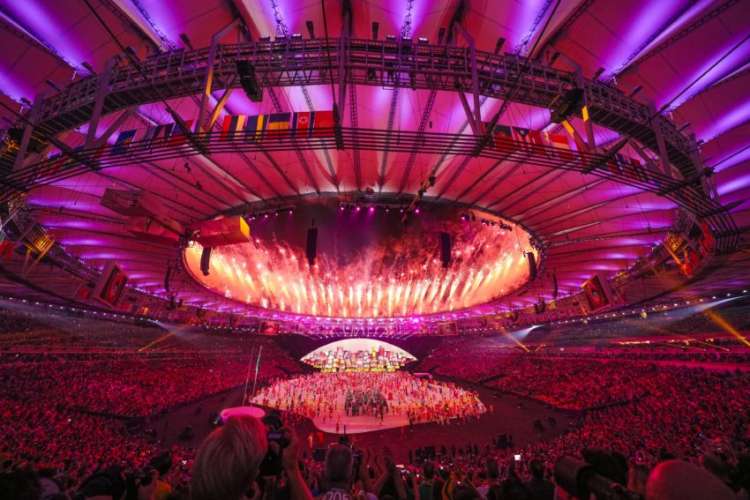 Cerimônia de abertura das Olimpíadas Rio 2016, no estádio do Maracanã.