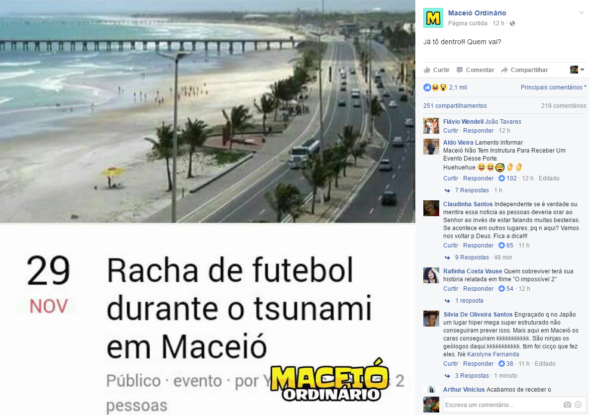 Tsunami no Brasil? É fake! Maré em Maceió não tem relação com