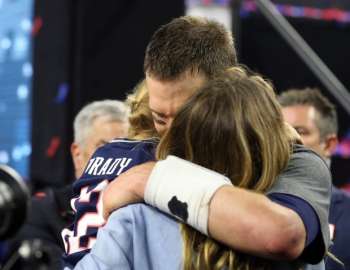 Gisele Bündchen e Tom Brady na final do Super Bowl 