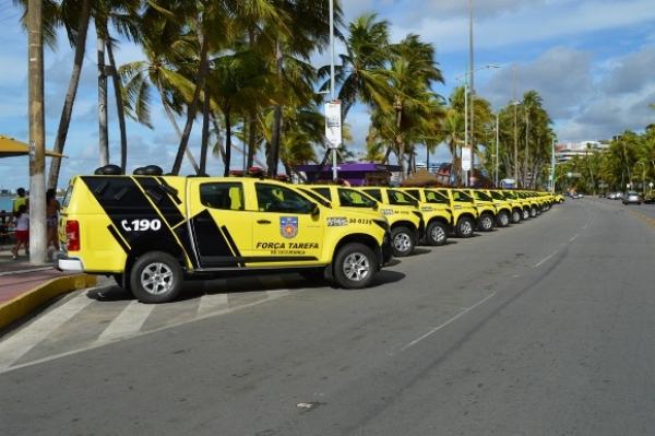 Veículos que serão usados pela Força-Tarefa, iniciativa do Governo de Alagoas, que vai remunerar policiais fora de horário de expediente para fortalecer a segurança pública