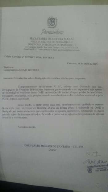 Documento enviado à coorporação