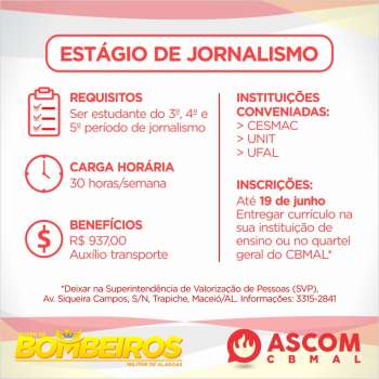 Estágio em jornalismo no Corpo de Bombeiros