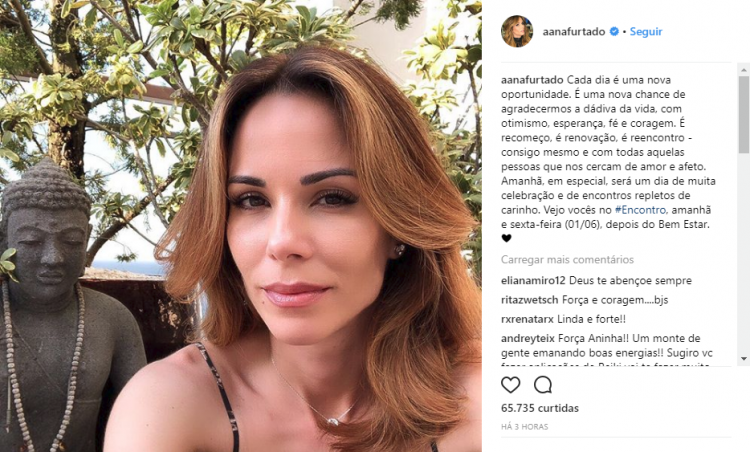 Postagem de Ana Furtado no Instagram