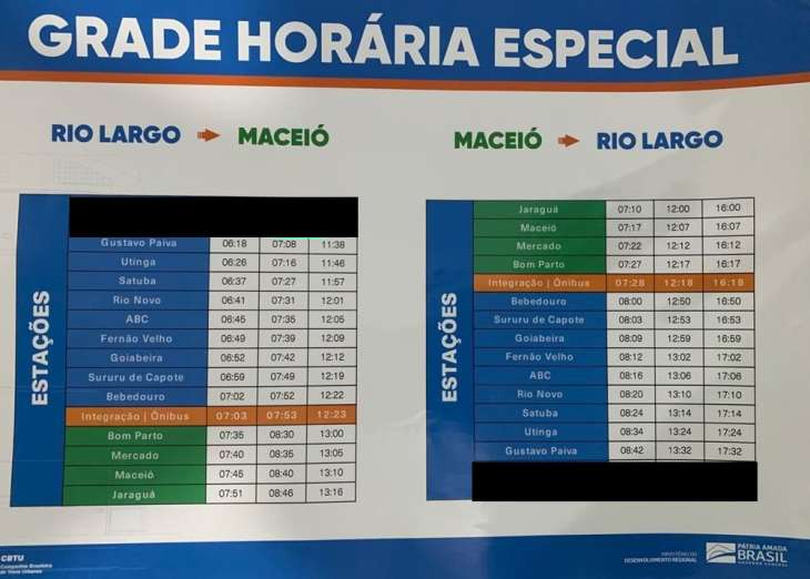 Feriado altera circulação dos trens em Maceió (AL) na quinta-feira (27)