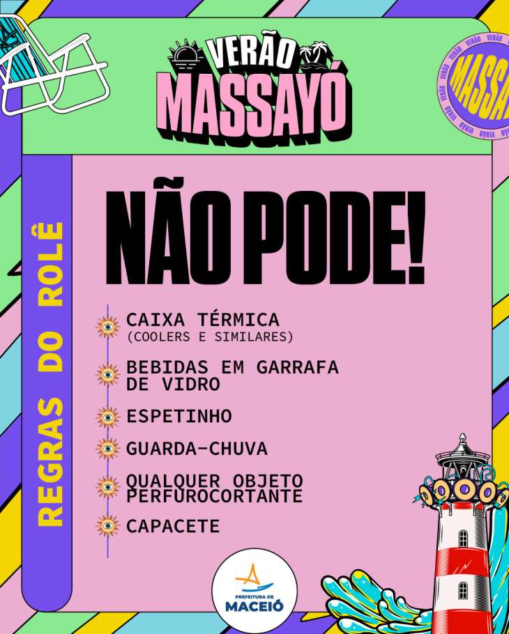 Prefeitura de Maceió divulga lista de itens proibidos para o Verão Massayó 2025